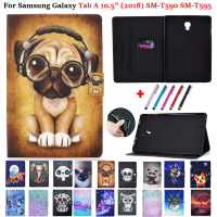 Casing Tablet สำหรับ Samsung Galaxy Tab A 10.5นิ้ว T595 T590เปิดปิดฝาพับได้หนัง PU สัตว์รองรับแท็บ Samsung 10 5 SM-T590 tcubjb