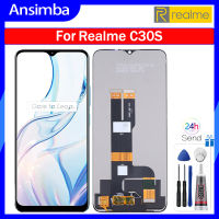 Ansimba หน้าจอ LCD 6.5นิ้วของแท้สำหรับ Realme C30s ชิ้นส่วนจอสัมผัสแอลซีดีของเครื่องแปลงดิจิทัล RMX3690หน้าจอ LCD อะไหล่สำหรับ C30S Realme RMX3690หน้าจอแสดงผล