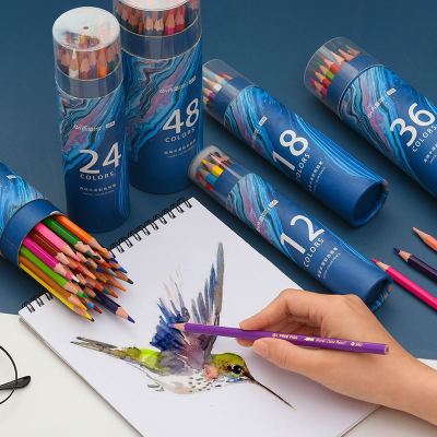 Brutfunfuner ชุดดินสอสีน้ำไม้เนื้ออ่อนระบายสี12/18/24/36/48/72แบบมืออาชีพโรงเรียนศิลปะของใช้