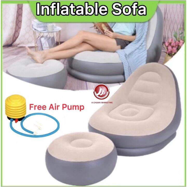 2023 Lazy Sofa Inflatable Air Sofa Bed Lounge Air Chair With Free Foot