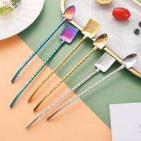 ┋▫ 2 In 1 Multifunctional Spatula Spiral Straw Spoon Reusable Tool Creative Vintage Spoon Stainless Steel Kitchen Accessory