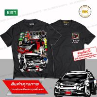 เสื้อยืดคอกลม Newเสื้อลายซิ่ง รถแต่ง isuzu สีดำ แขนสั้น K137 เสื้อกลุ่มซิ่ง เสื้อกะบะซิ่ง