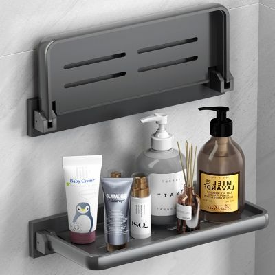 ✴ SHENGYA Gun Grey/Black/White Storager Bathroom Shelves Shower Storage Rack Wall-mounted Nordic Style Solid Wood Holder Toilet Cosmetic Organizer for Shampoo Accessories