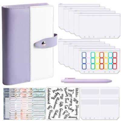 A6 PU Budget Binder with Cash Envelopes, Leather Money Saving Binder, for Cash Bills Coupon Card, Budget Planner