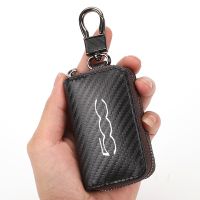 ₪✜۩ For Fiat Punto 500 Panda Abarth Tipo Car Accessories Carbon Fiber Car Key Case Men Ladies Key Storage Bag