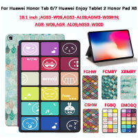 สำหรับ Huawei Honor Tab 6 / 7 10.1นิ้วฝาครอบป้องกันแท็บเล็ตแฟชั่น Huawei สนุกกับแท็บเล็ต2 Honor Pad X6 AGS3-W09 AGM3-W09HN AGR-AL09 AGS3 W00D สี Arabesques มีลายตารางสีป้องกันแท่นวางที่ทำจากหนังพลิกสำหรับเคส Huawei