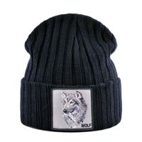 【YD】 Mens Beanie With Wolf Knitted Skullies Caps Soft Knit Bonnet Fashion Hip Hop Gorras Hats