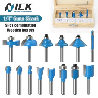【LZ】 ICK 5Pcs 1/4  6mm Shank Router Bit Set Various Milling Cutter For Wood Trimming Slotting Engraving Carbide Woodworking DIY Tools