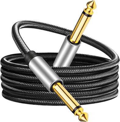 6.35mm 1/4 TS Mono Jack Cable Unbalanced Guitar Patch Cords with Zinc Alloy Housing and Nylon Braid 6.5 Male to Male Audio Cord