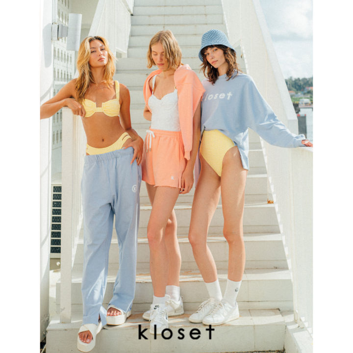 kloset-kk22-set002-kloset-sweatshirt-with-shorts-set-เสื้อแขนยาว-กางเกงขาสั้นเอวยางยืด-เสื้อจั๊มปลายแขน-กางเกงยางยืด