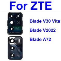 ฝาครอบเลนส์กระจกกล้องด้านหลังสําหรับ ZTE Blade A72 4G V2020 V30 Vita 8030 กระจกเลนส์ด้านหลังพร้อมตัวยึดเฟรม