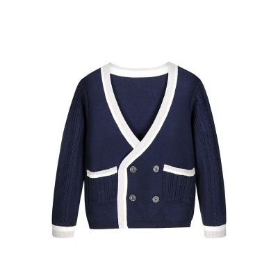 New Arrival Knitted Cardigans for Big Boys England Style Double Breasted Coats Spring Autumn Navy Blue Teenage Uniform Sweater