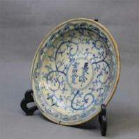 China Antique Ming Dynasty Hand Drawn Blue and White Bowl Plate Home Living Room Decoration Ornaments