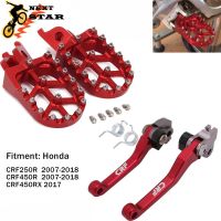 〖Maximus metals〗 CNC รถจักรยานยนต์เท้าพักเท้า Footpegs หมุดเหยียบเบรคคลัทช์คันโยกสำหรับ HONDA CRF250R CRF450R 2007 2018 CRF450RX 2017