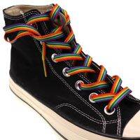 2pcs=1 Pair Rainbow Shoelace Gradient Color Low-cut High Top Canvas Shoes Laces Personalized Printing Creative Accesories