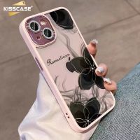 KISSCASE เคสโทรศัพท์ทาสีหมึกและล้างดอกไม้สำหรับ Iphone 14 Pro Max Plus TPU นิ่มใสฝาครอบป้องกันสำหรับ Iphone 13 12 Pro Max Shell พร้อมเคสลายกากเพชรฟิล์มเลนส์11ProMax 13Pro Tik ออนไลน์สไตล์คนมีชื่อเสียงเคส