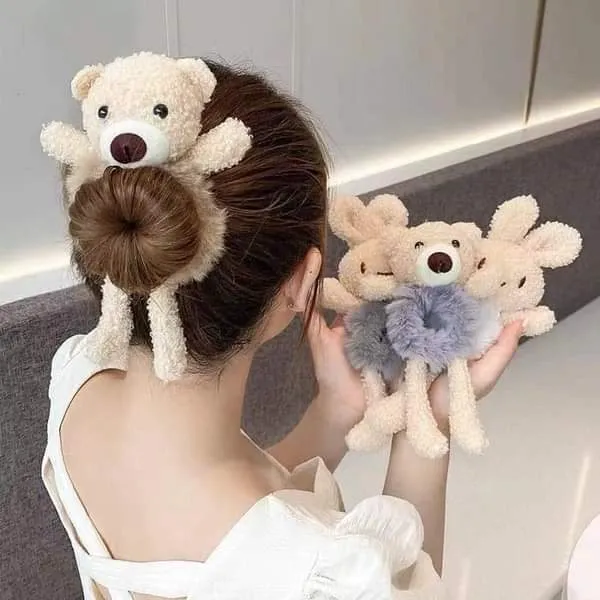 Women Girls Cute Plush Bear Rabbit Scrunchie Ponytail Hair Tie Decorate  Elastic Hair Bands Headband Fashion Hair Accessories | Lazada PH