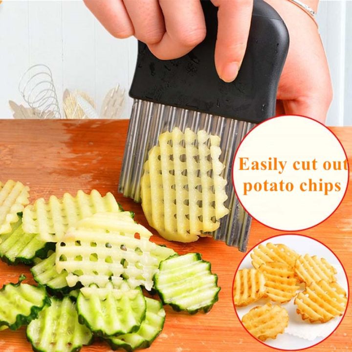 Wave Potato Slicer French Fry Crinkle Chips Vegetables Knife Cutter Wavy  Zig Zag