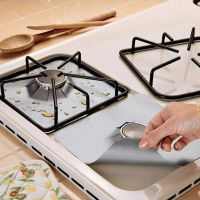 4Pc Kitchen Stove Protector Cover Gas Stove Liner Pad Non Stick Aluminum Dishwasher Safe Protective Foil Reusable Protection Pad