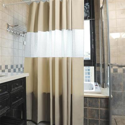 Solid Color Bath Curtain New Waterproof Shower Curtains White Transparent Strip Luxury PEVA Bathroom Shower Curtain With Hooks