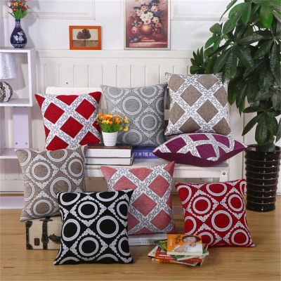 43x43cm Geometric Polyester Retro Flower Pattern Home Car Sofa Chair Seat Cushion Cover Throw Pillowcase