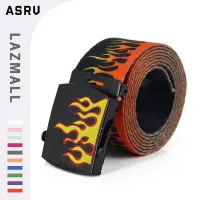 ASRV fire pattern belt men polished vintage dark mechanic boy trouser strap cool men