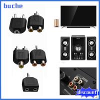 BUCHE 2pcs เครื่องใช้ไฟฟ้า โทรทัศน์ สีดำ Y Splitter อะแดปเตอร์เสียง 3.5 มม. ถึง 2 RCA ตัวเมีย ตัวผู้ ตัวแปลง