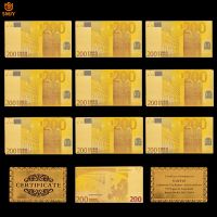 10Pcs/Lot European Gold Banknote Set 200 Euro Money Color Gold Currency Paper Banknote Collection Gifts