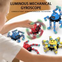Octopus Robot Mechanical Gyro Decompression Glowing Fingertips Variety Gyro Rotate Changing Boy Toys Adult Antistress Toys Gifts