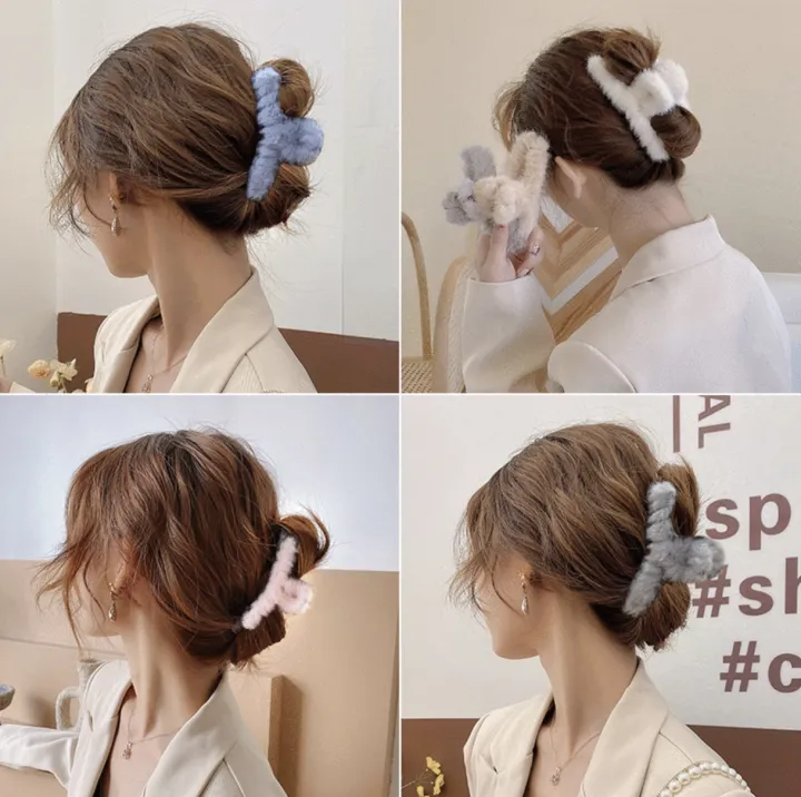 Korean Soft Furry Hair Claws Faux Fur Hair Clip Big Clamps Sweet Plush Hair  Crabs Clip Makeup Hair Styling Barrettes for Girls Women Makeup Hair  Accessories | Lazada PH