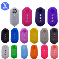 Xinyuexin 3 ปุ่มซิลิโคนกุญแจรถสำหรับ Fiat 500 Flip Folding Remote Key Shell สำหรับ Fiat Punto Panda รถอุปกรณ์เสริม-Zkeir