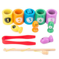 Wooden Montessori Education Toys Early Learning Number Color Matching Toy Magnetic Fishing Clip Insect Game Gifts For Baby Kids