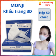 Hộp 50 Cái Khẩu Trang Monji 3D Mask Màu Trắng Kháng Khuẩn Chính Hãng Chống