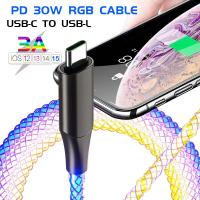 โทรศัพท์มือถือสายชาร์จ Rgb เรืองแสง13สาย C Type 12 Usb Micro Iphone14ชาร์จ Xiaomi สำหรับ Samsung