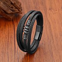 New Design Charm Stainless Steel Mens Bracelets Black Vintage Woven Leather Jewelry For Men Summer Accessories MHIKN10 Charms and Charm Bracelet