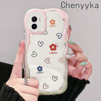 เคส Chenyyka สำหรับ VIVO Y15s Y15a เคส Y02s Y01สวยงามความรักและดอกไม้รูปแบบที่เรียบง่ายสีสันสดใสลายคลื่นเนื้อครีมซิลิโคนอ่อนชัดเจนขอบกันกระแทกเคสโทรศัพท์โปร่งใส