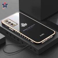 สำหรับ Samsung Galaxy A7 2018 A12 A20S A52 4G A10S A20 A30 A51 A71 A11 A21S A52S 5G แฟชั่น Maple Leaf Electroplate Rubik S Cube พร้อม Lanyard นุ่มกันกระแทกปกหลัง