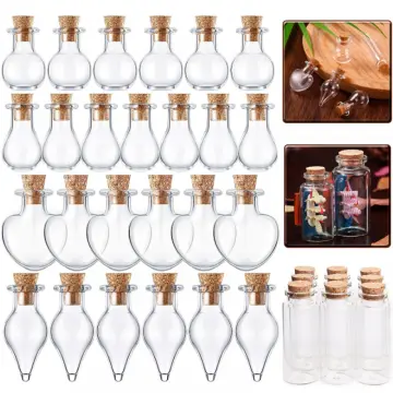 10x Small Glass Bottles Miniature Potion Bottle Mini Cork Glass Vials  Wedding