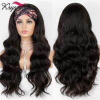 kryssma Long Wavy Headband Wig For Black Women None Replacement Body Wave Synthetic Headwraps Hair Wig 2020 New Fashion