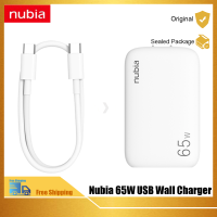 Nubia 65W ที่ชาร์จความเร็วสูง GaN สลิมสองทางยูเอสบีเครื่องชาร์จติดผนัง + 5A สายชาร์จสำหรับอุปกรณ์ Android/IOS