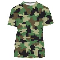 3D Digital Desert Camouflage Printed T-shirty Mosaic Military Graphic T Shirts For Men Cool Hunting Aesthetic Clothing