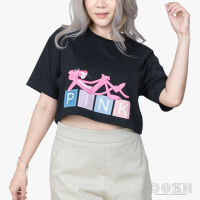 DOSH WOMENS CROPPED TOPS  PINK PANTHER เสื้อยืดครอปคอกลม แขนสั้น ผู้หญิง 9DPPWT1014-BL