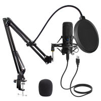 USB Microphone Condenser D80 Recording Microphone with Stand and Ring Light for PC Karaoke Streaming Podcasting for Youtube