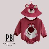 Preciousbaby. Crush Bear ชุดจัมเปอร์แขนยาว หมวก ถุงเท้า เสื้อผ้าเด็กทารกแรกเกิด (Baju Baby Perempuan Boy Kids Clothing) 3 ชิ้นTH