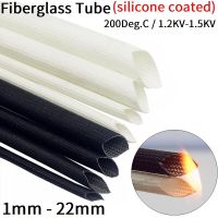 Fiberglass Tube 1- 22mm Silicone Resin Coated Insulated Soft Chemical Glass Fiber Braided Sleeve High Temperature Pipe Wire Wrap Wires Leads Adapters