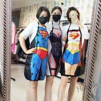 【hot sale】▩❏ D13 Creative funny personality cartoon couple superman apron Korean fashio创意搞怪个性卡通情侣超人围裙韩版时尚厨房家用防水火锅店my 4 30