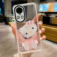 เคสโทรศัพท์ OPPO Reno10 5G Reno10 Pro 5G Reno10 Pro+ 5G มาพร้อมฟิล์มป้องกันเลนส์กันน้ำกันกระแทกโปร่งใสลูกแมวน่ารักแต่งหน้ากระจกตกแต่งปลอกซิลิโคนอ่อนเคสoppo reno10 5g reno10pro 5g สวยงามเคสใส่โทรศัพท์ฝาครอบ