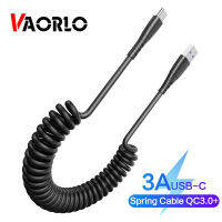 VAORLO 1.5เมตรฤดูใบไม้ผลิยืดสาย USB หดสายชาร์จ Type C 3A สายชาร์จอย่างรวดเร็วสายฟ้า M Icro USB ลวดสำหรับรถเข้ากันได้กับ iPhone หัวเว่ย Xiaomi ซัมซุง OPPO โทรศัพท์มือถือ