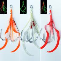 1/0 2/0 3/0 4/0 5/0 Glow Lumious Slow Jig กระโปรงซิลิโคน Assist Hook Jigging Hook ตะขอตกปลาทะเล