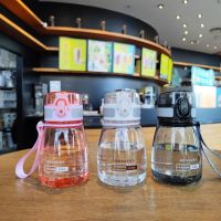 Water Bottle Mini Plastic Reusable Drinking Water Cup Drop Resistant Leakproof Portable Flip Top Sports Water Bottles with Rope